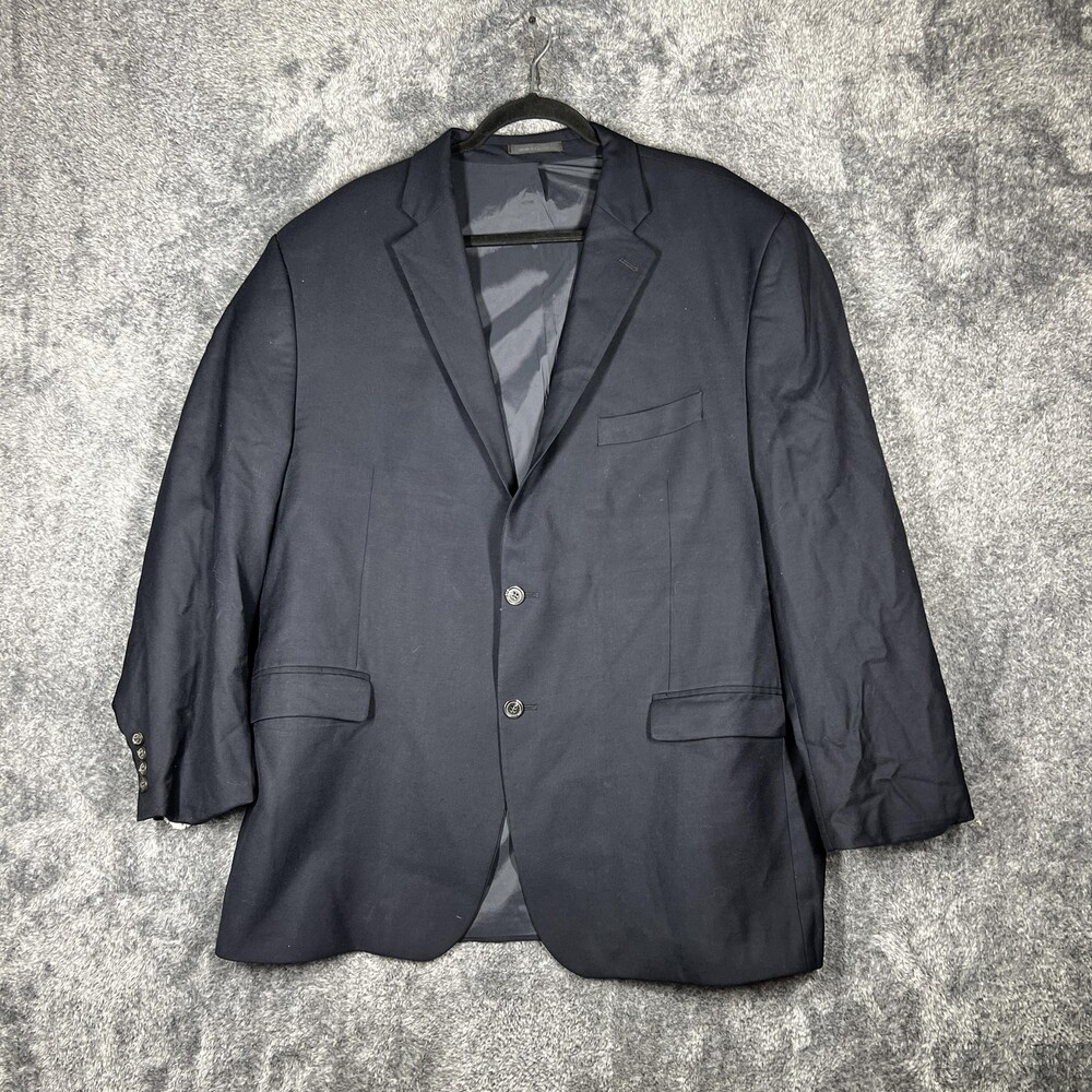 Lauren Ralph Lauren Suit Jacket Mens 48 Blue Wool Single-Breasted Notch 3-Button